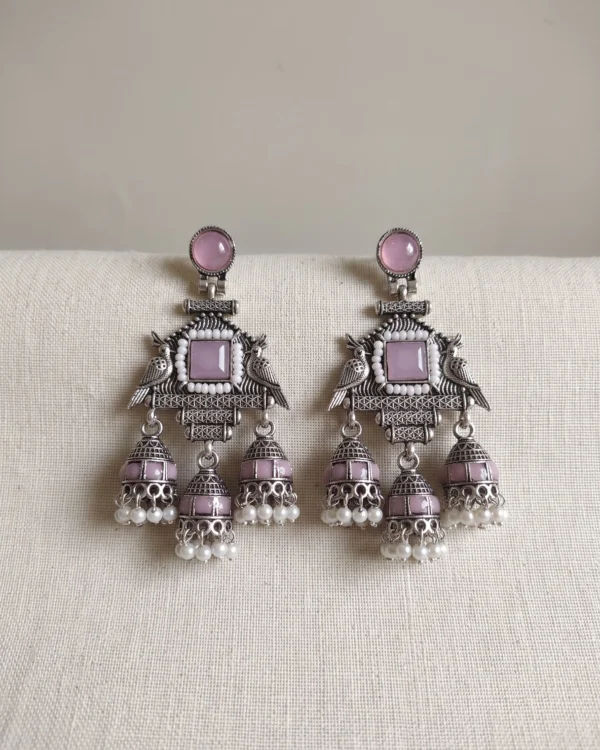 Pink Stone Jhumka Earrings