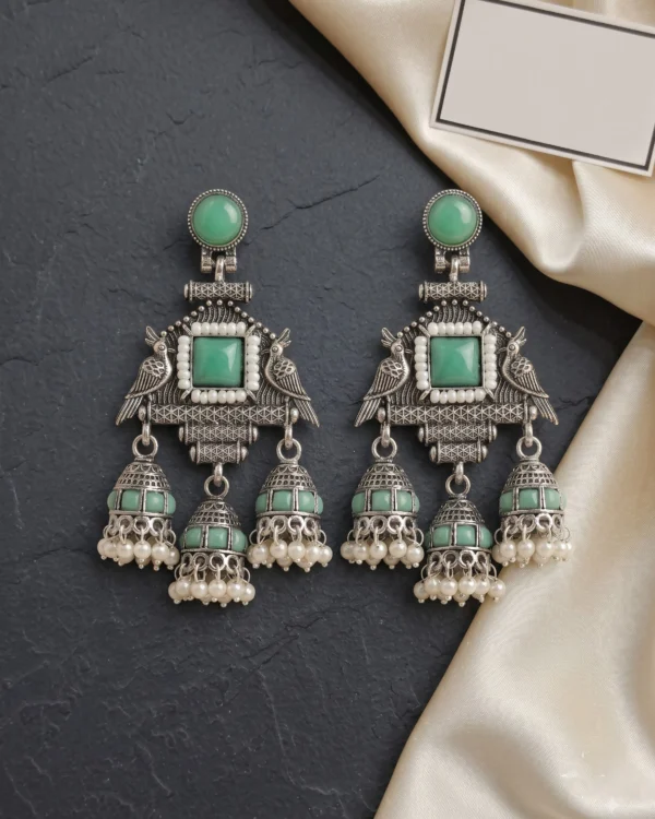 Mint Pearl Jhumka Earrings