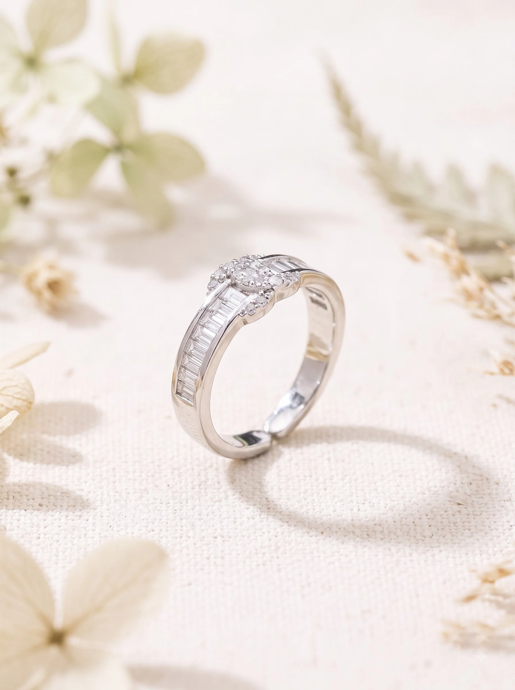 Silver Baguette Stone Ring