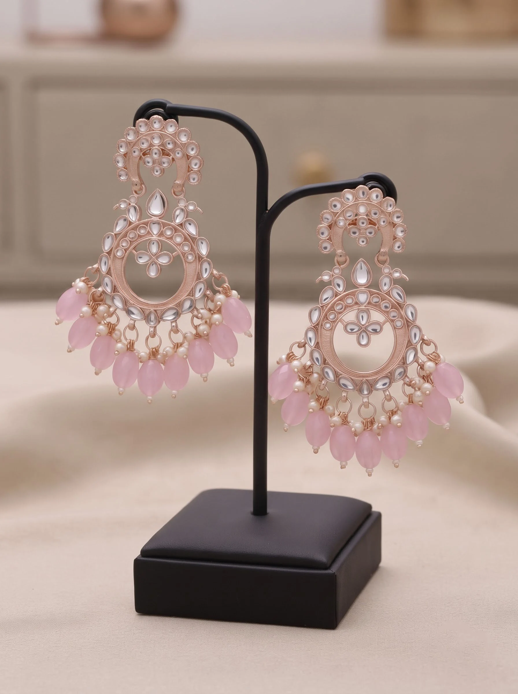 Pink Pearl Chandelier Earrings - Image 3