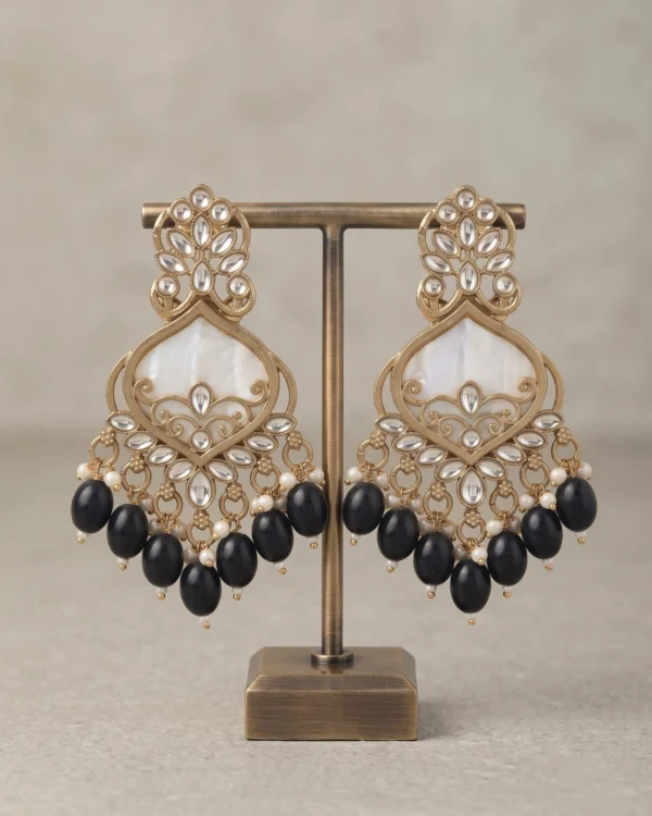 Black Kundan Dangler Earrings