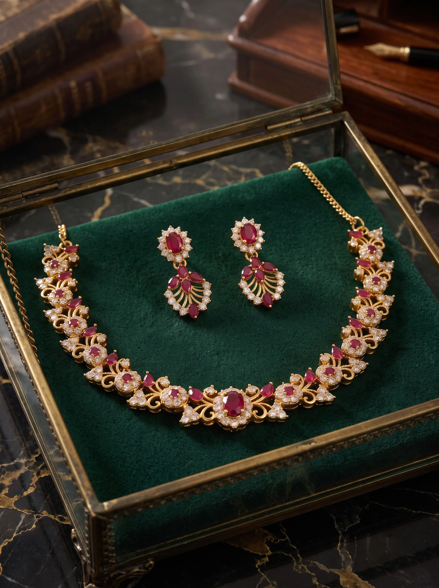 Gold Ruby Pearl Set - Image 4