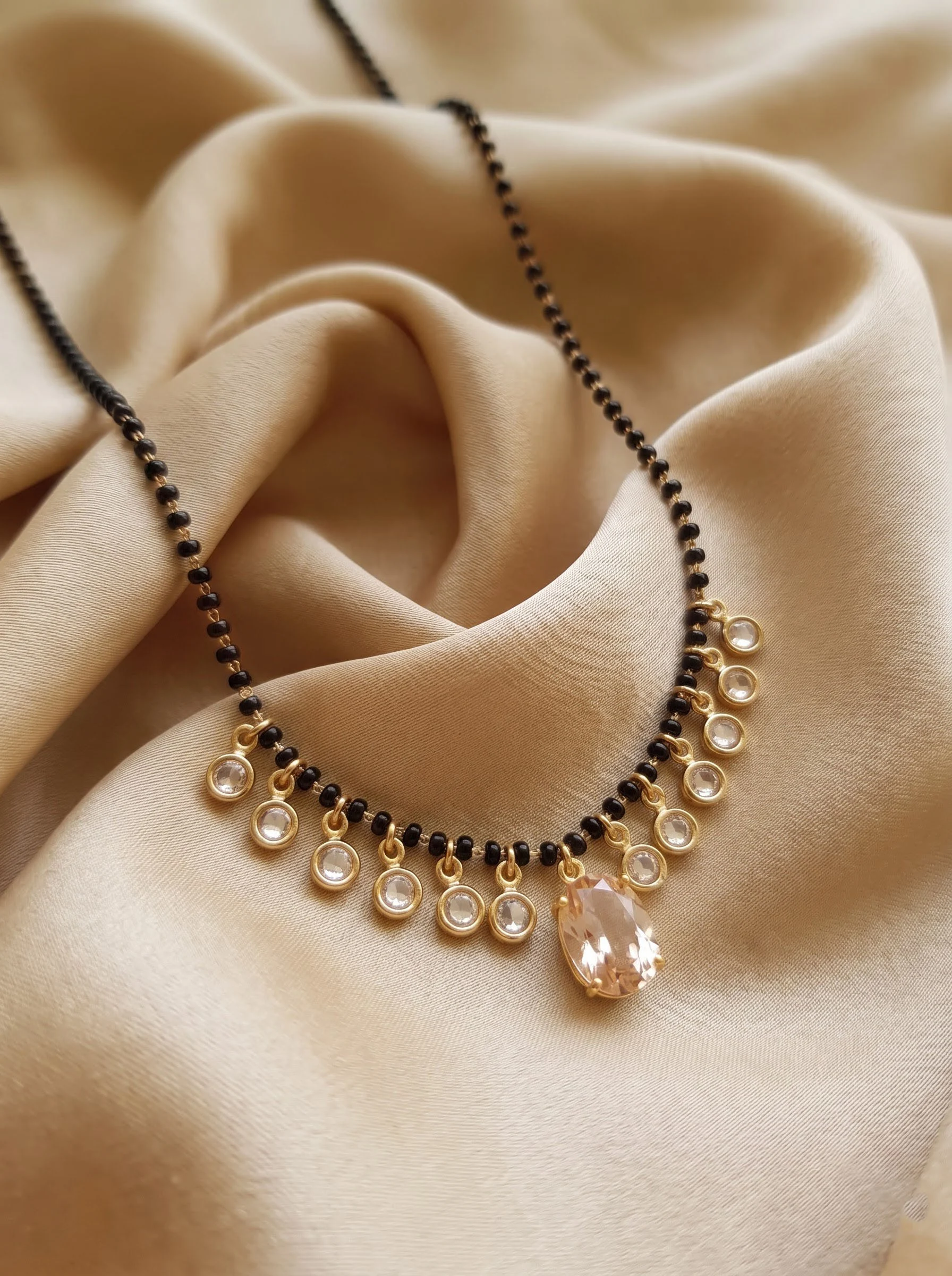 Black Beads Pearl Drop Mangalsutra - Image 3