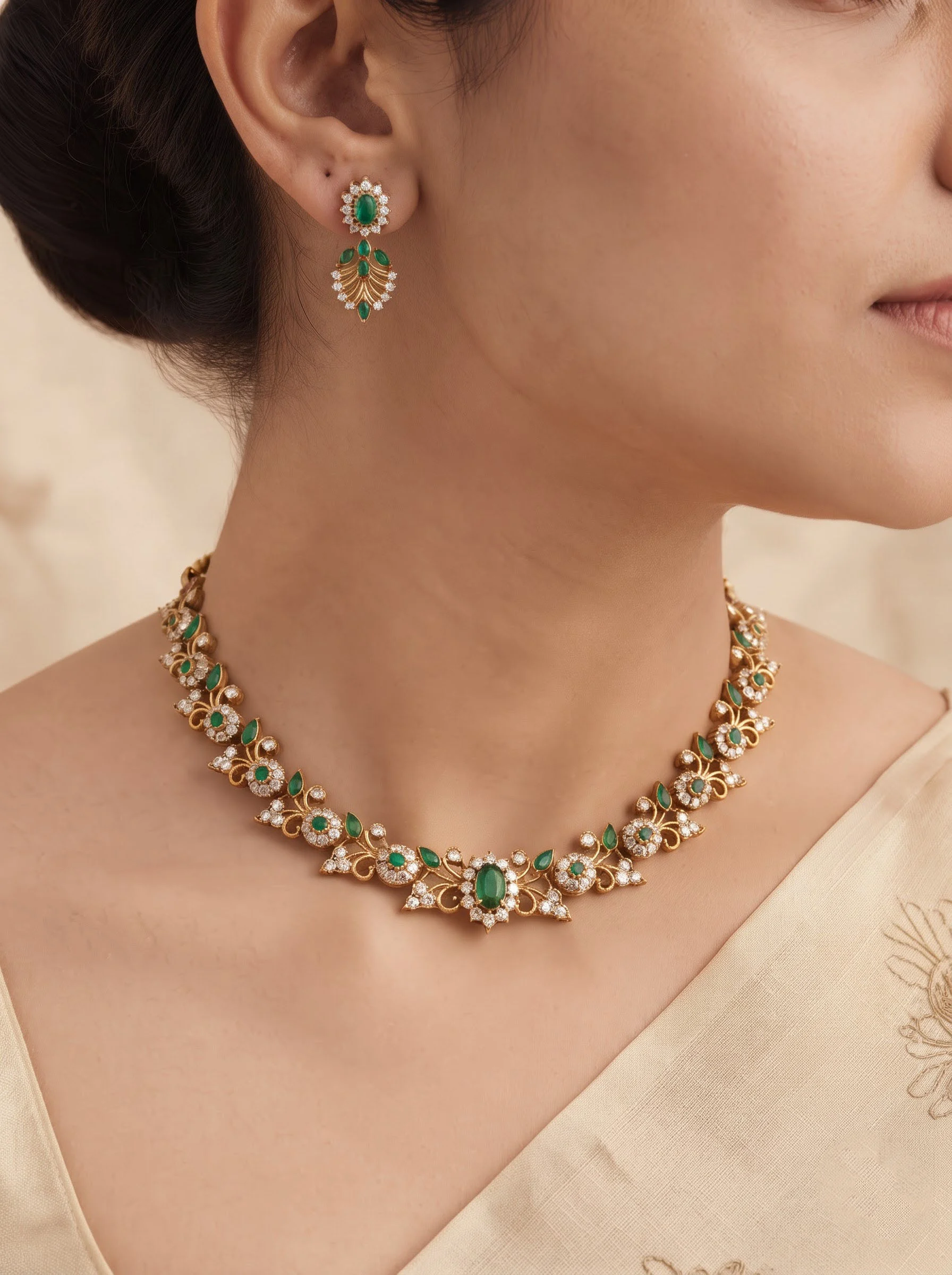 Pearl Floral Antique Jewelry Set - Image 2