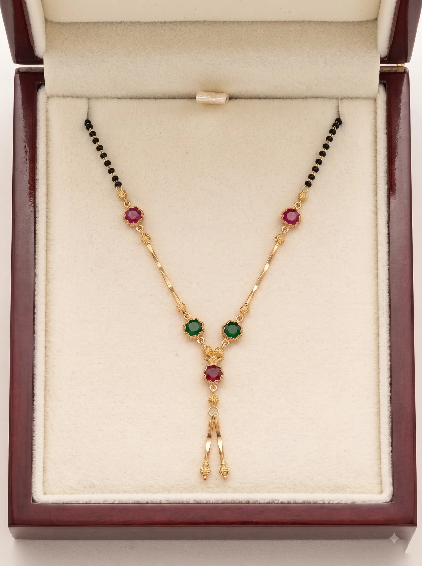Gold Ruby Green Mangalsutra - Image 3