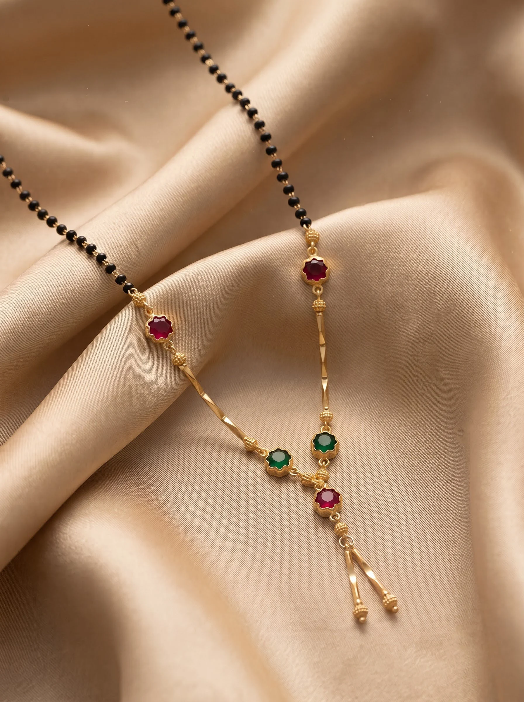 Gold Ruby Green Mangalsutra - Image 2