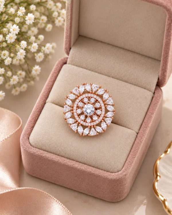 Rose Gold Floral Cluster Ring