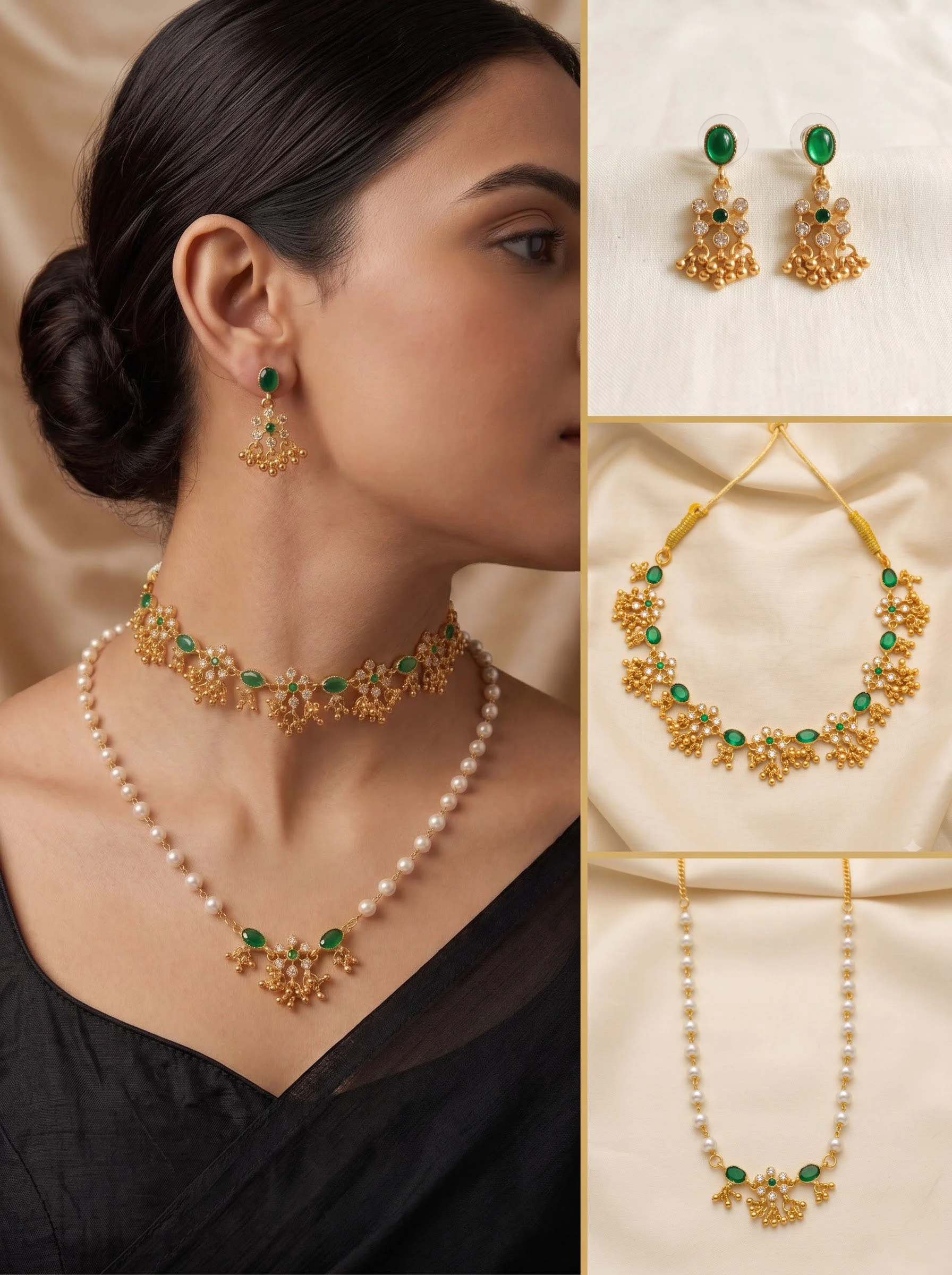 Green Pearl Layer Necklace - Image 4