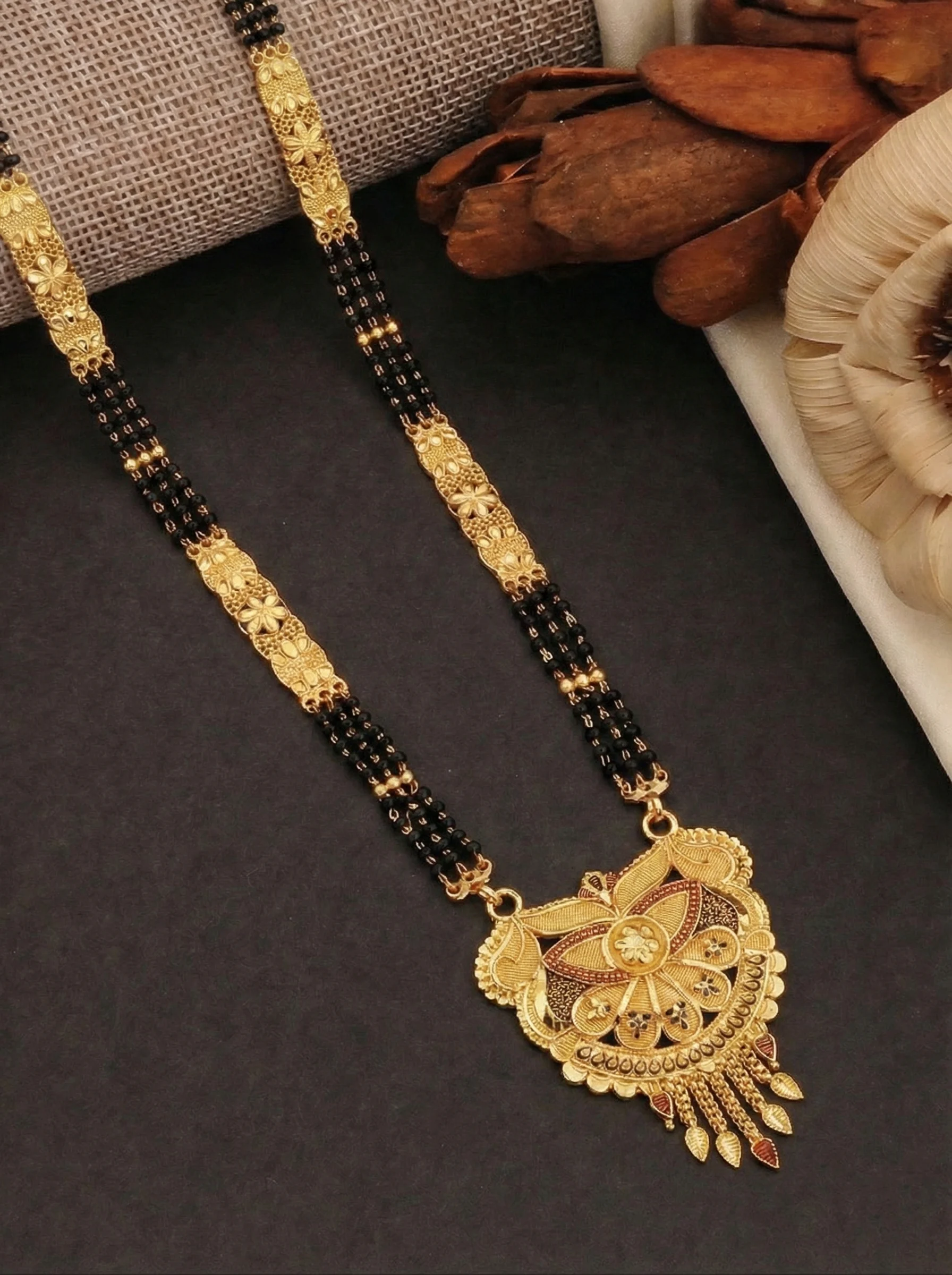 Golden Floral Pendant Mangalsutra