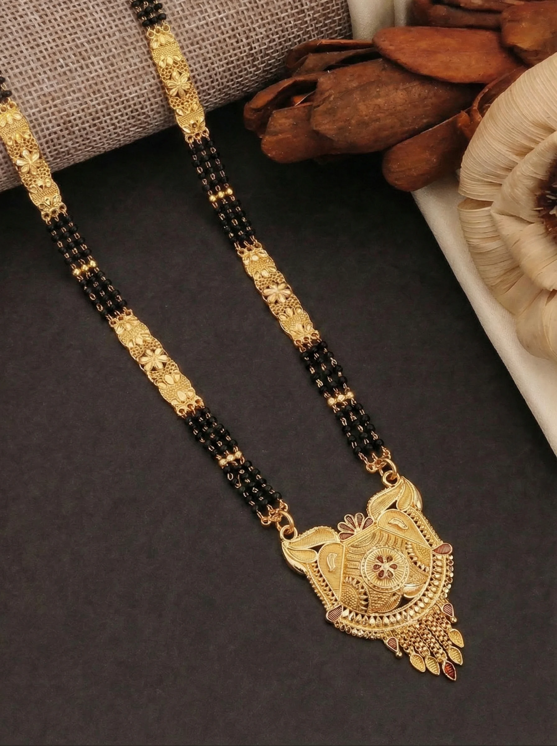 Antique Floral Gold Mangalsutra - Image 6