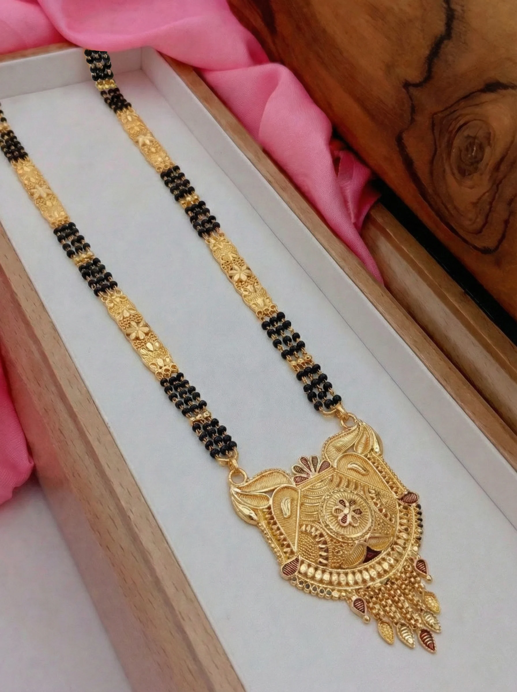 Antique Floral Gold Mangalsutra - Image 5