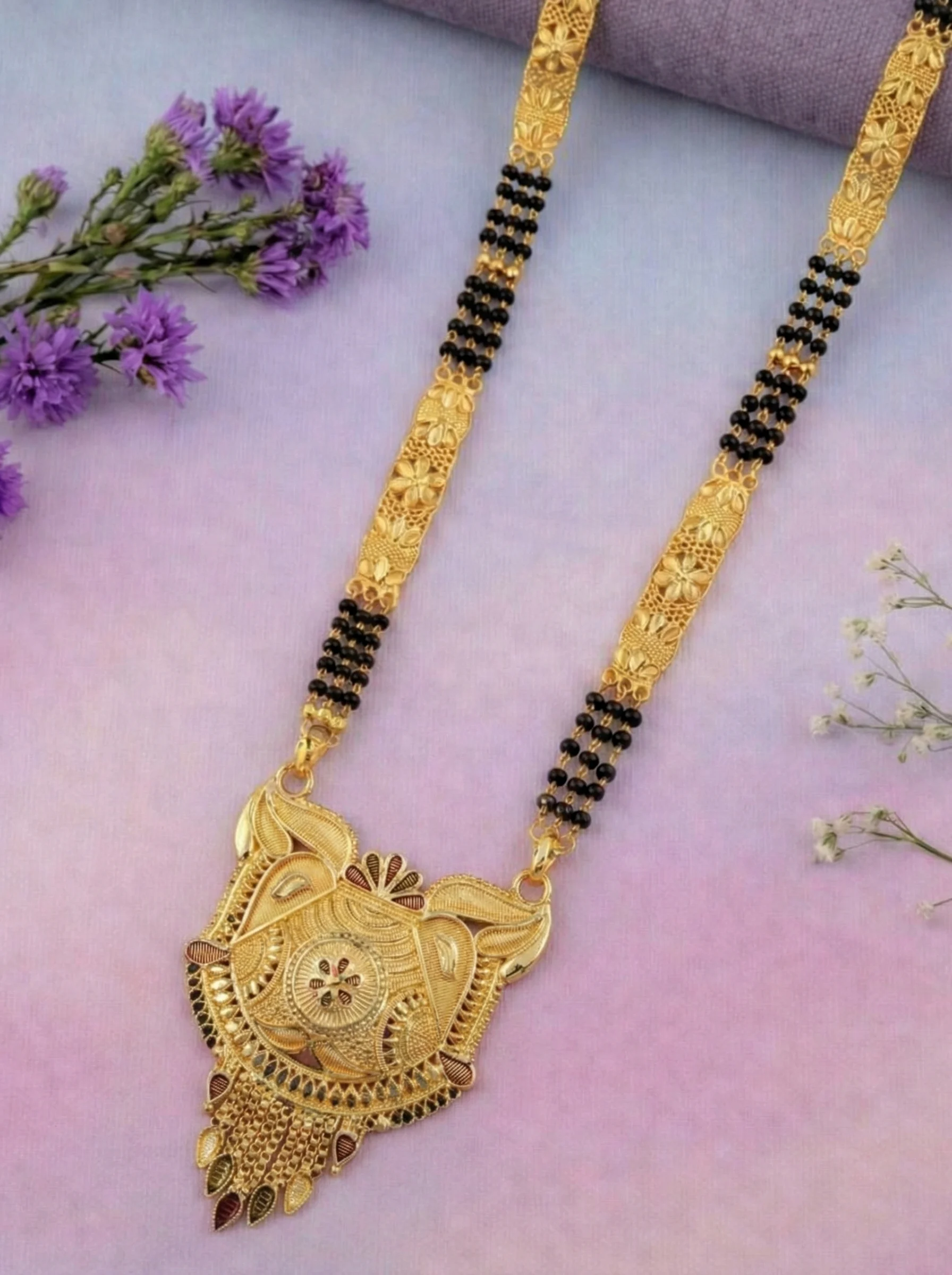Antique Floral Gold Mangalsutra - Image 3