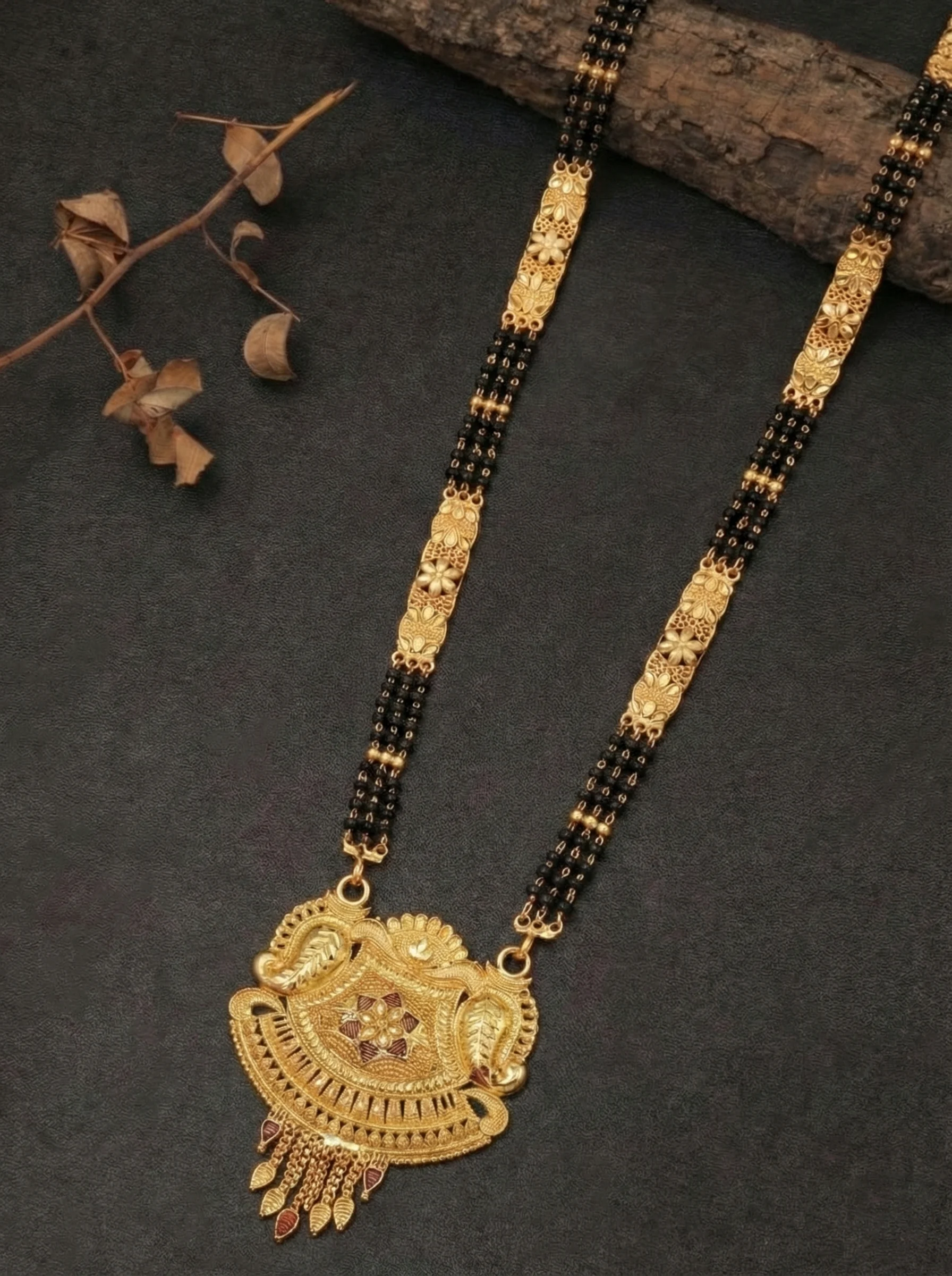 Royal Floral Gold Mangalsutra - Image 3