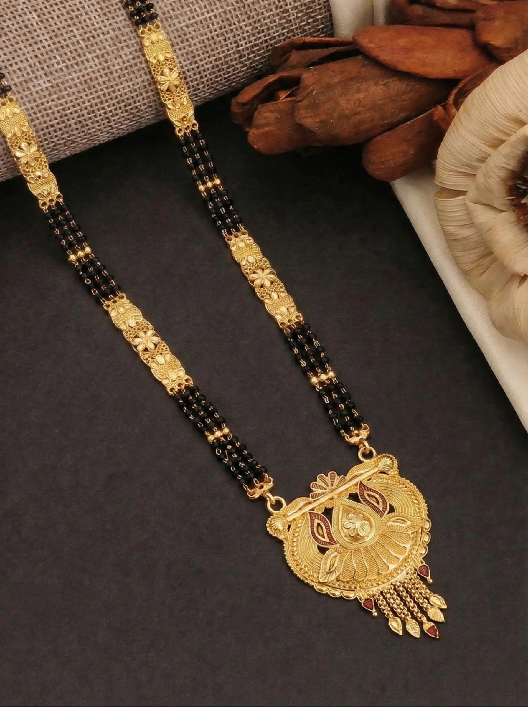 Peacock Floral Gold Mangalsutra