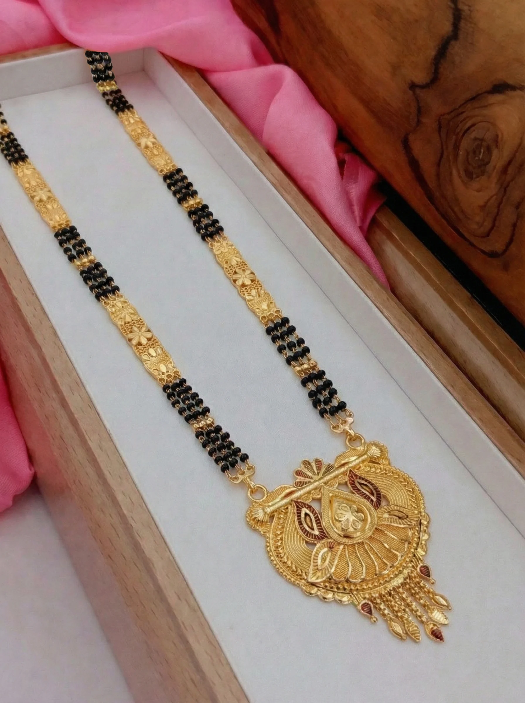 Peacock Floral Gold Mangalsutra - Image 6