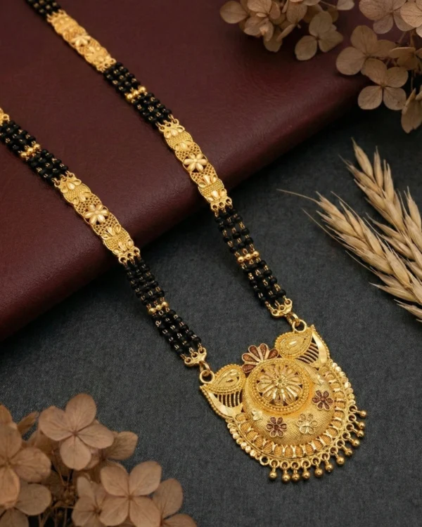 Peacock Floral Gold Mangalsutra