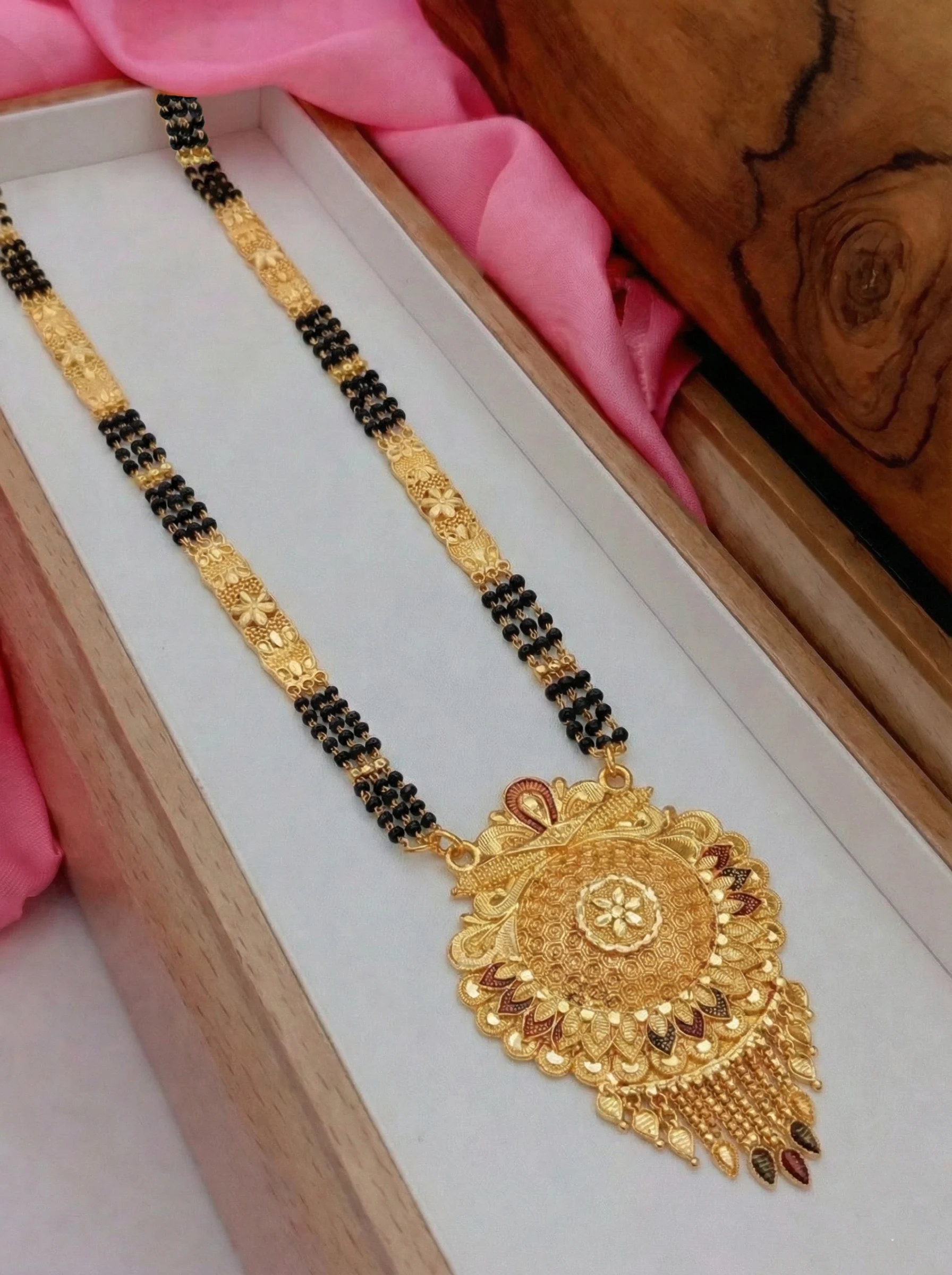 Traditional Floral Gold Mangalsutra - Image 3