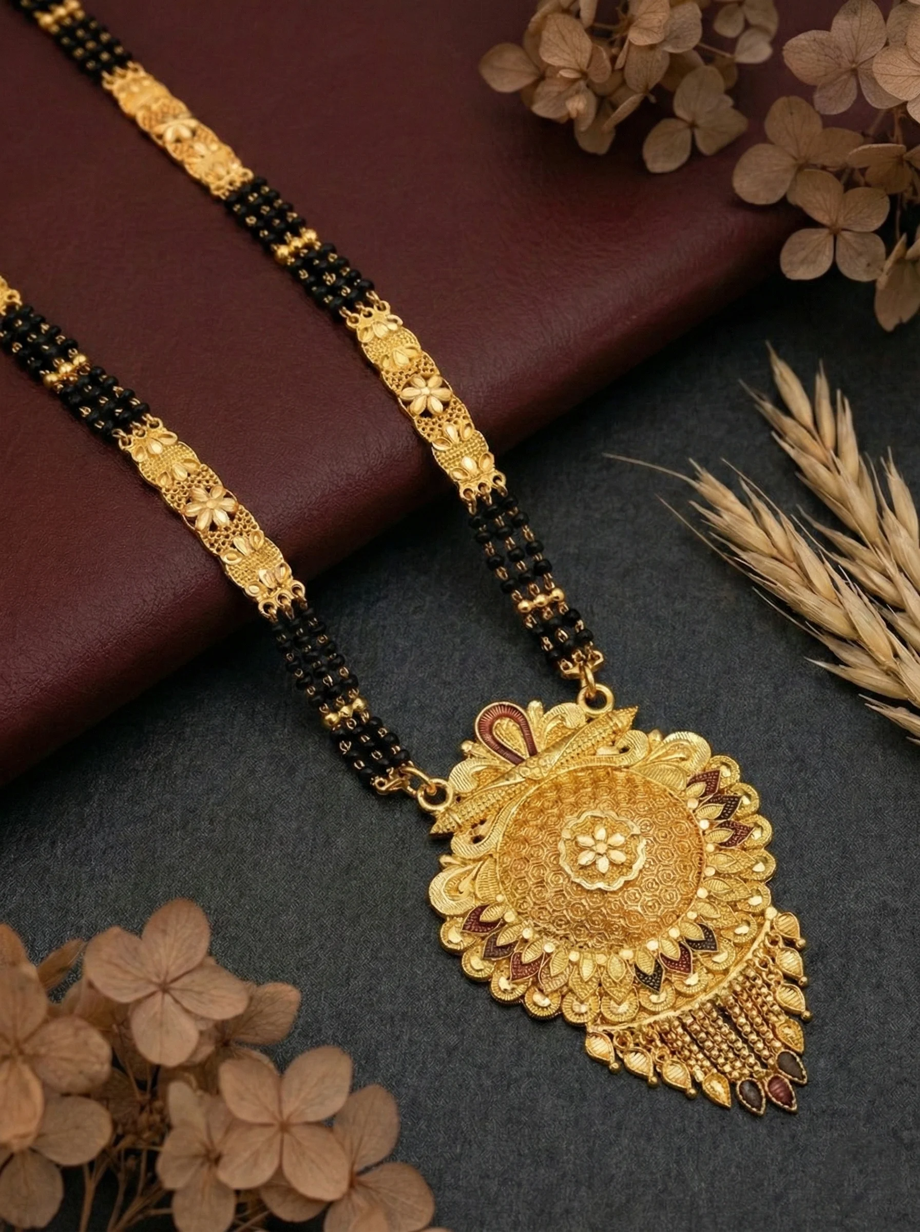 Traditional Floral Gold Mangalsutra - Image 4