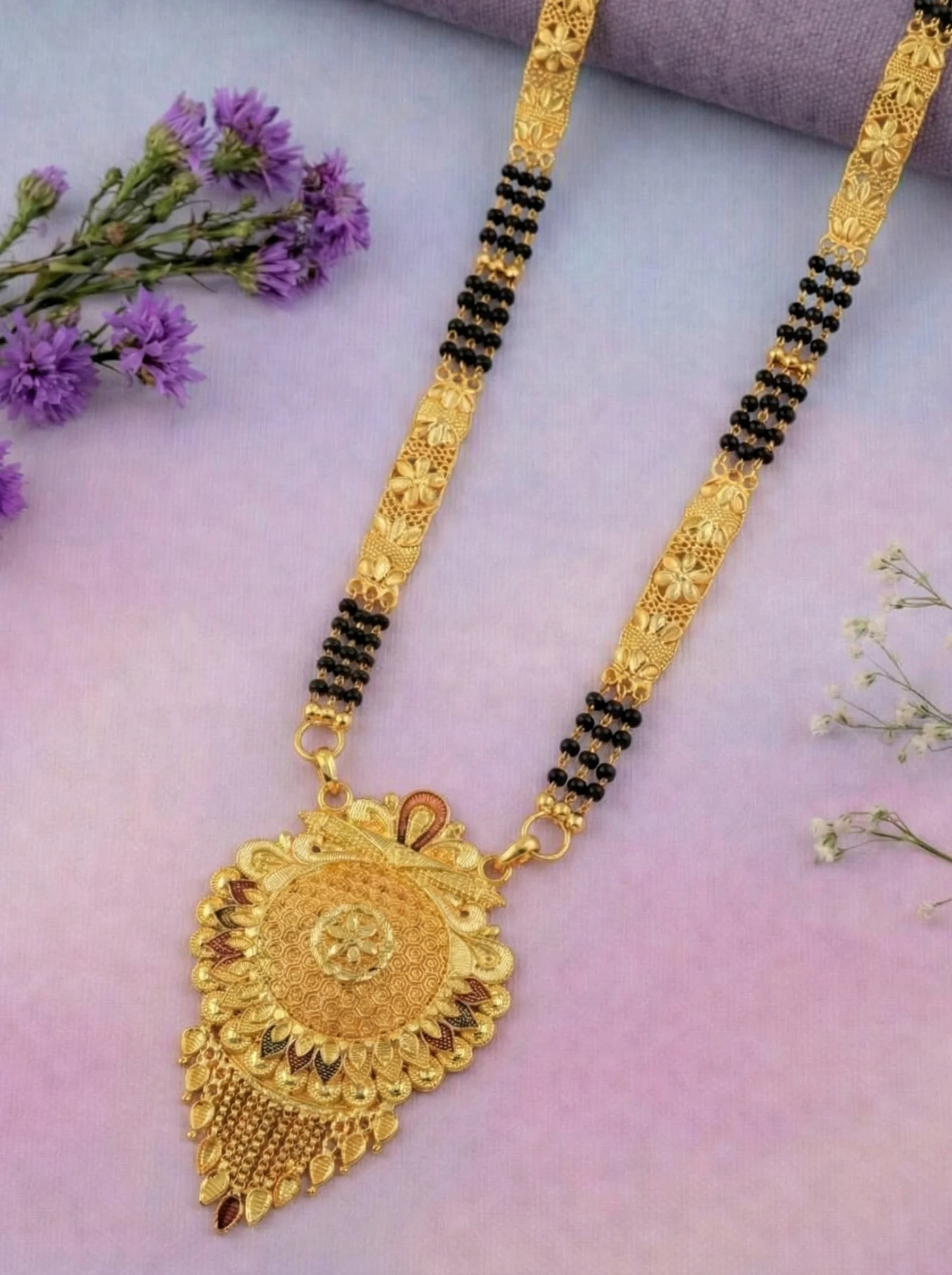 Traditional Floral Gold Mangalsutra - Image 6