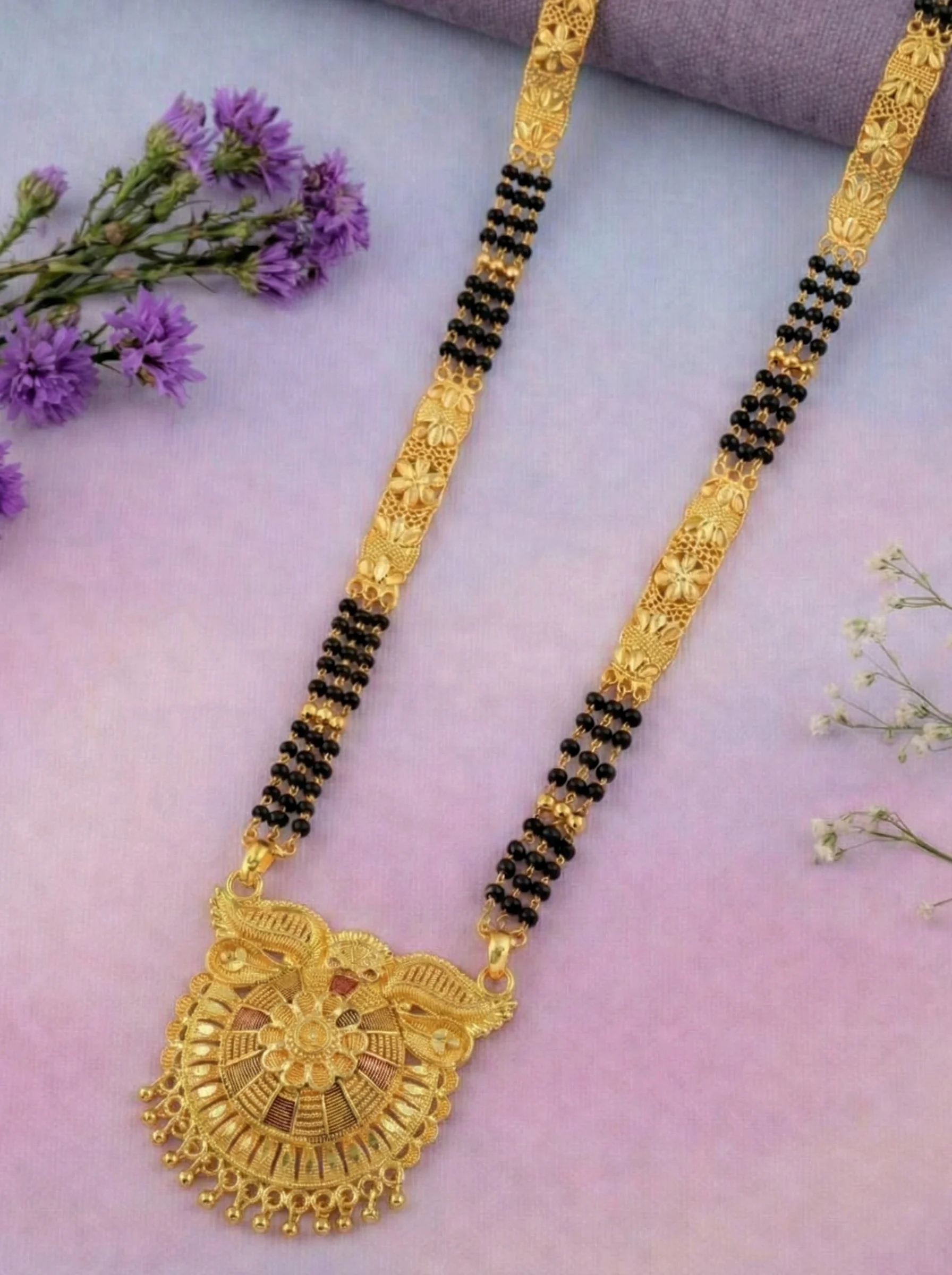 Traditional Floral Gold Mangalsutra - Image 2