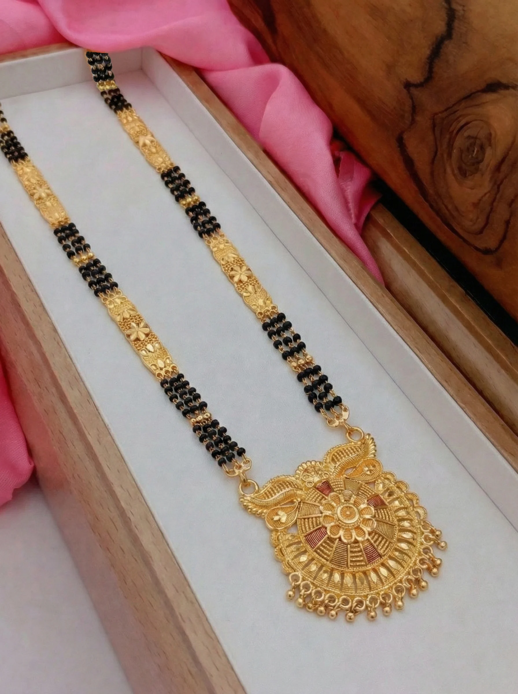 Traditional Floral Gold Mangalsutra - Image 3