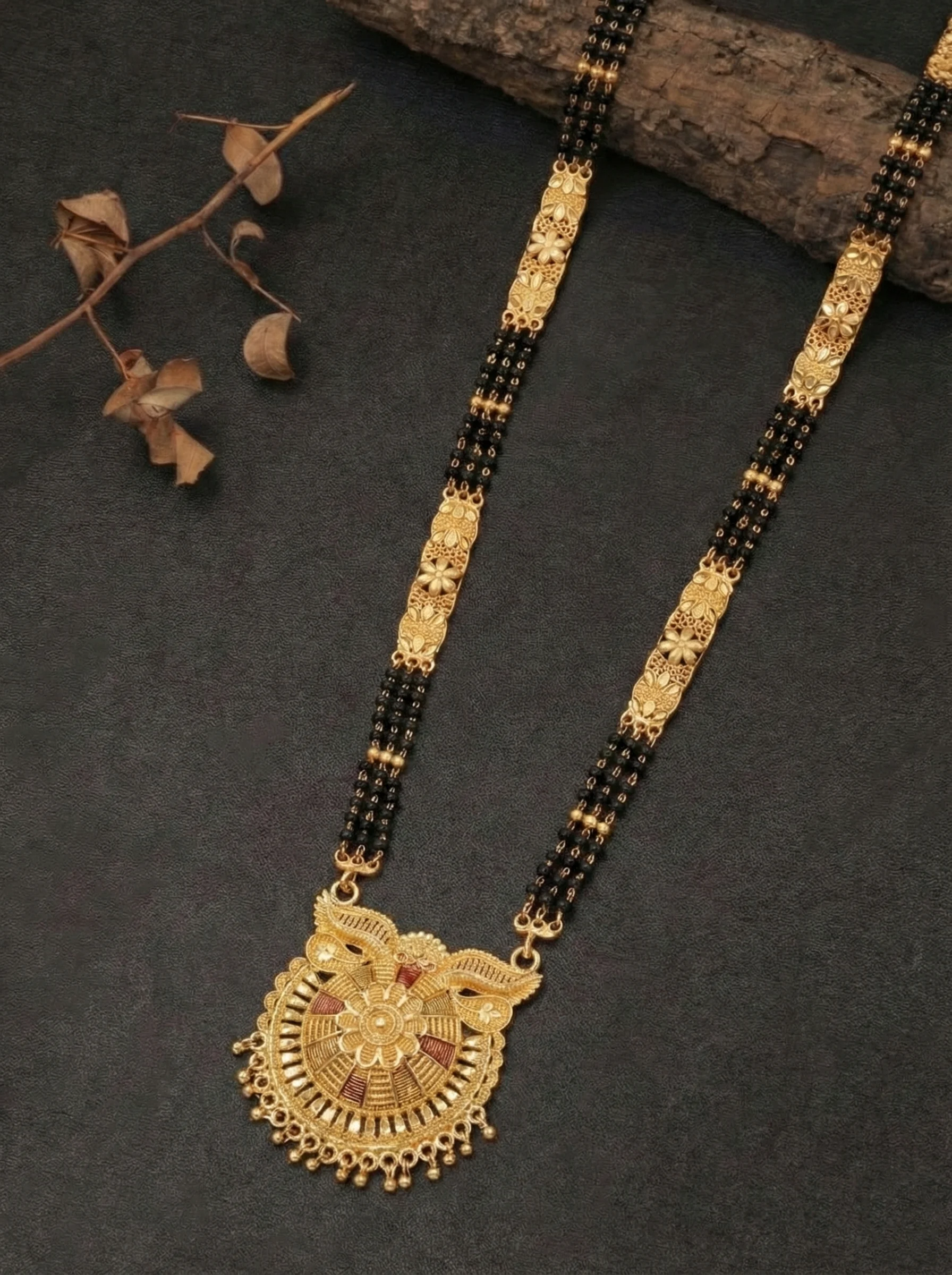 Traditional Floral Gold Mangalsutra - Image 4