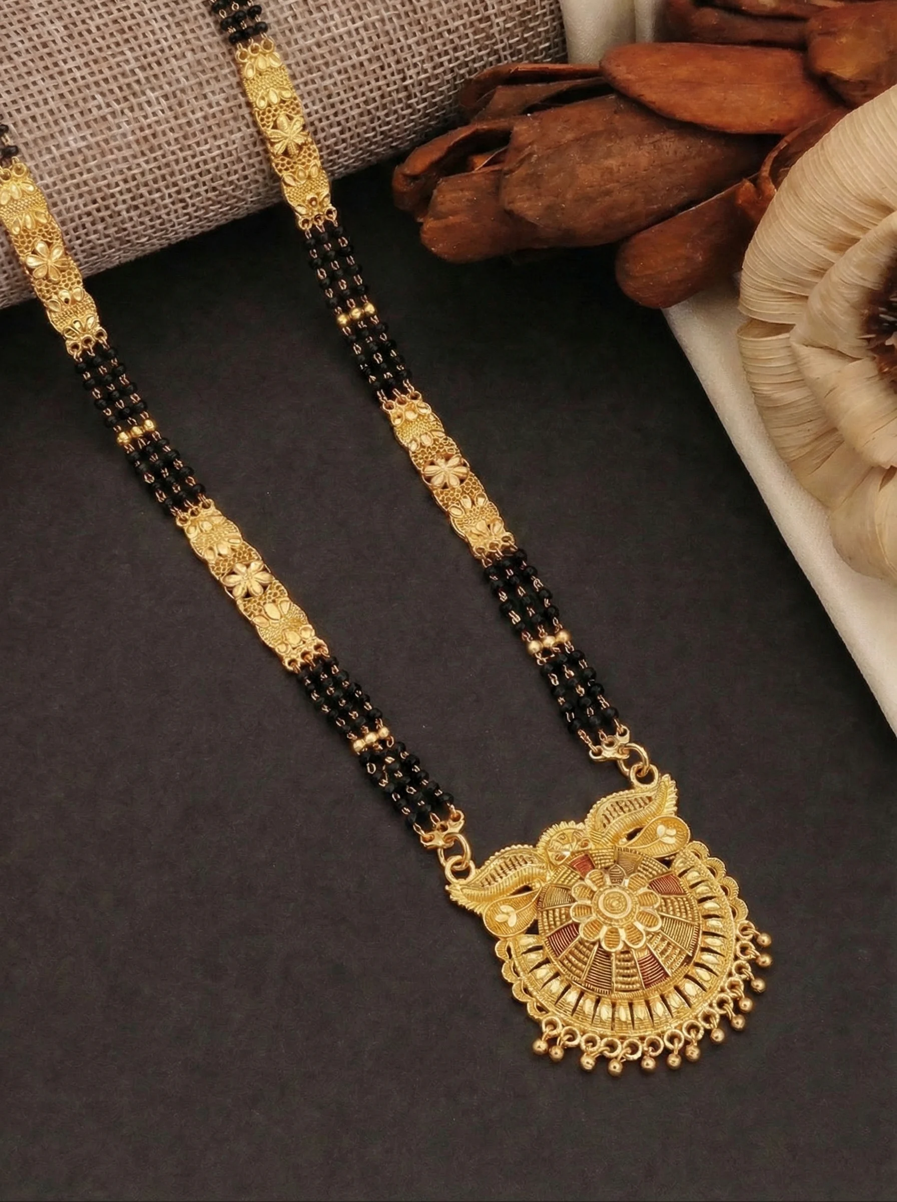 Traditional Floral Gold Mangalsutra - Image 5