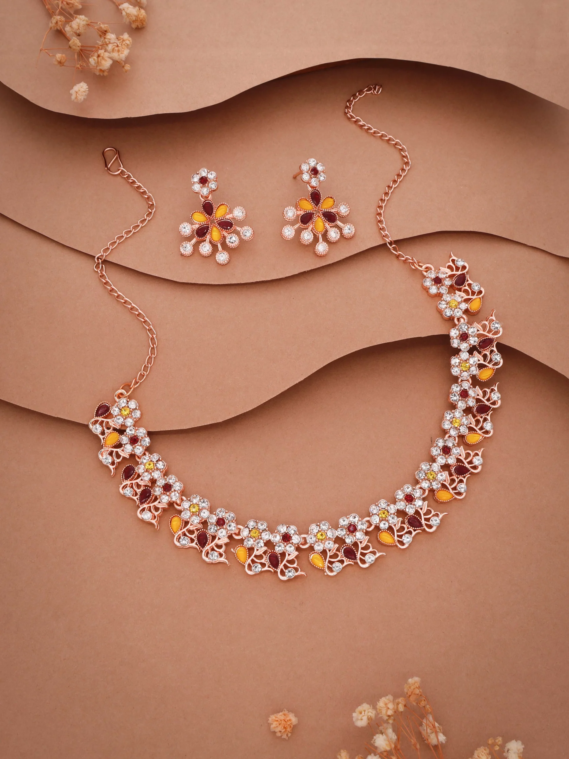 Yellow and Maroon Floral Necklace Set (Copy)