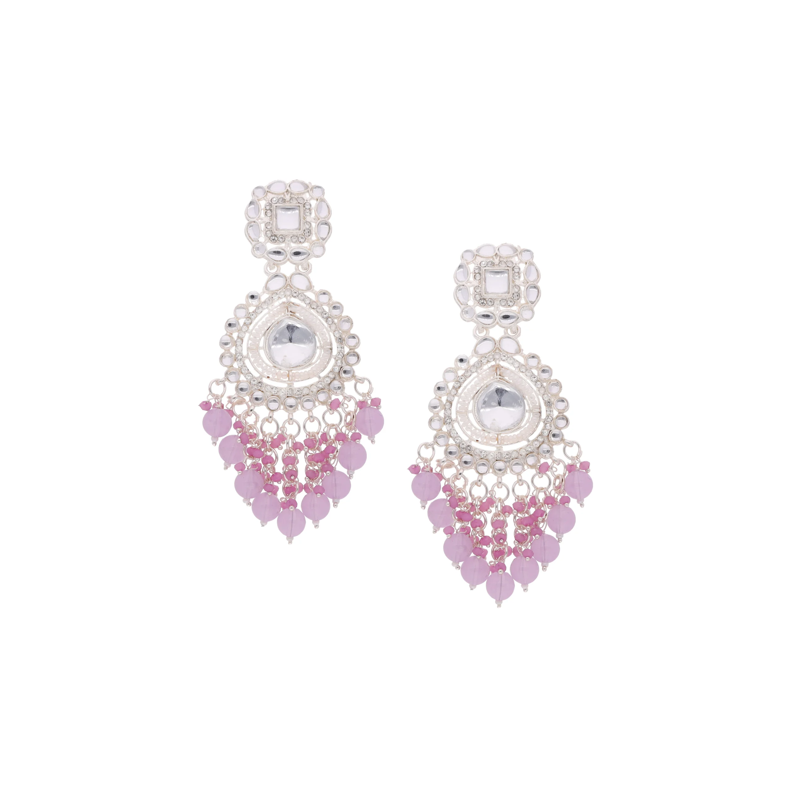 Lavender Pearl Kundan Earrings - Image 5