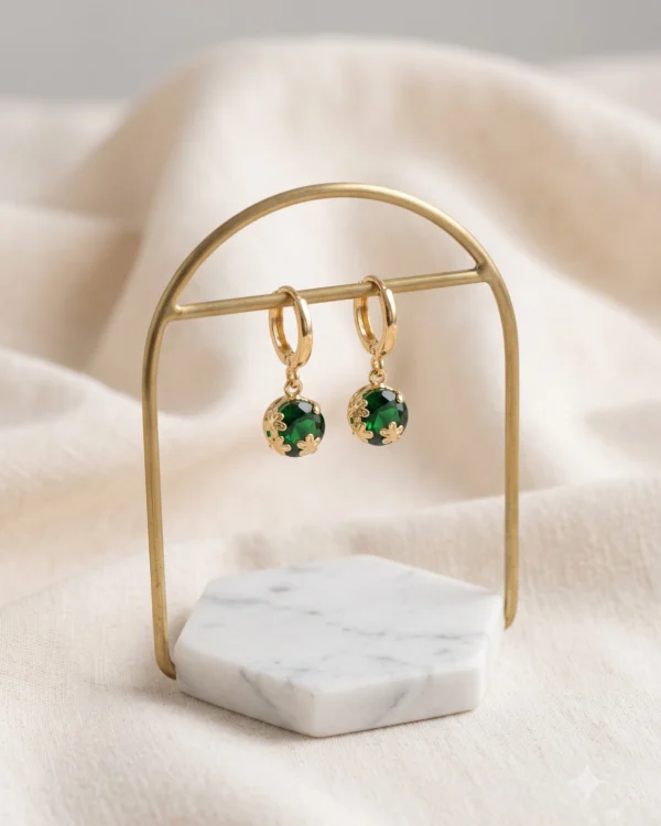 Golden Green Drop Earrings
