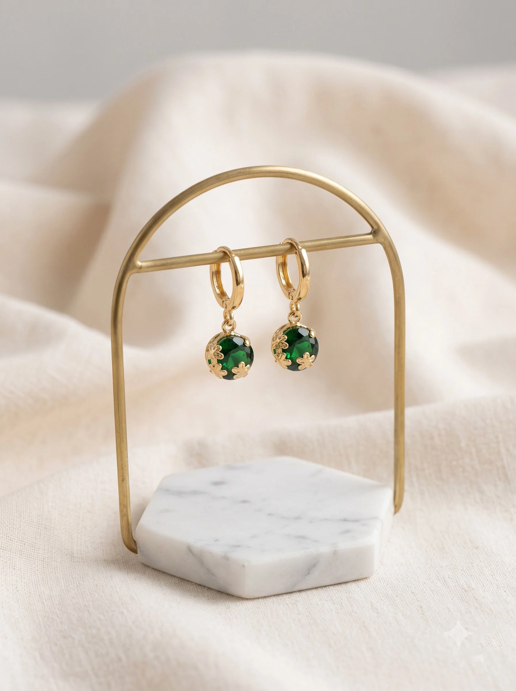 Golden Green Drop Earrings