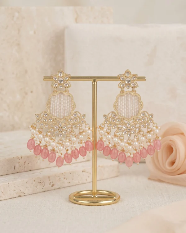 Blush Pink Kundan Dangler Earrings