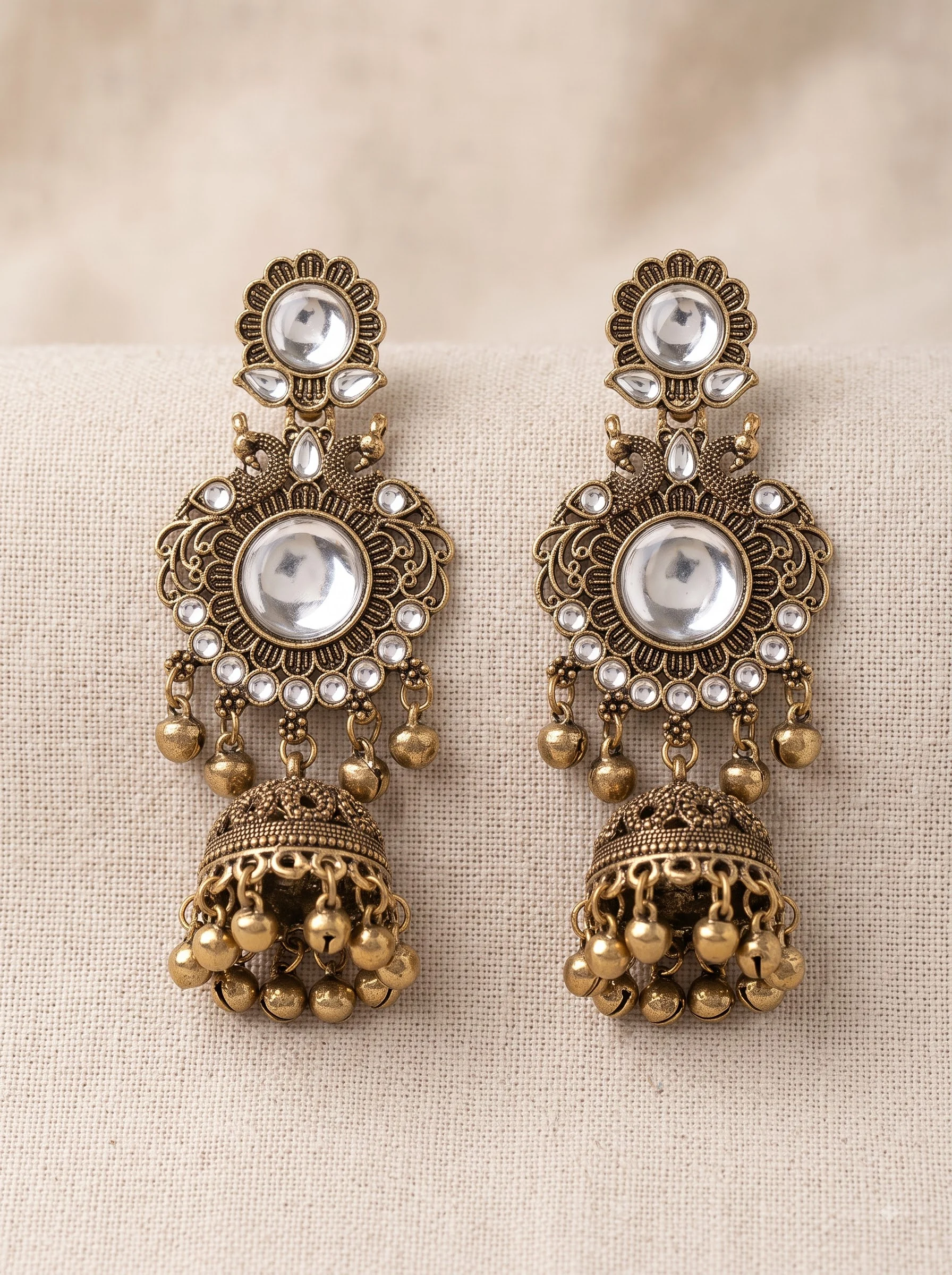 Antique White Stone Jhumka - Image 3