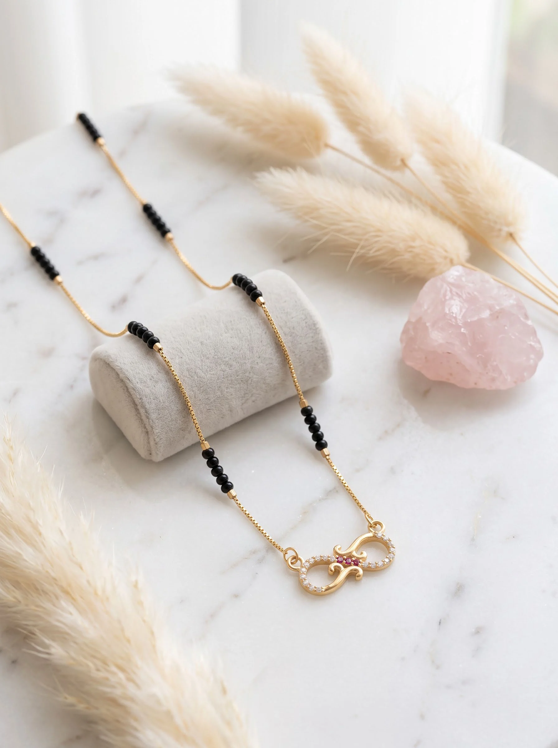 Infinity Sign Black Bead Necklace - Image 4