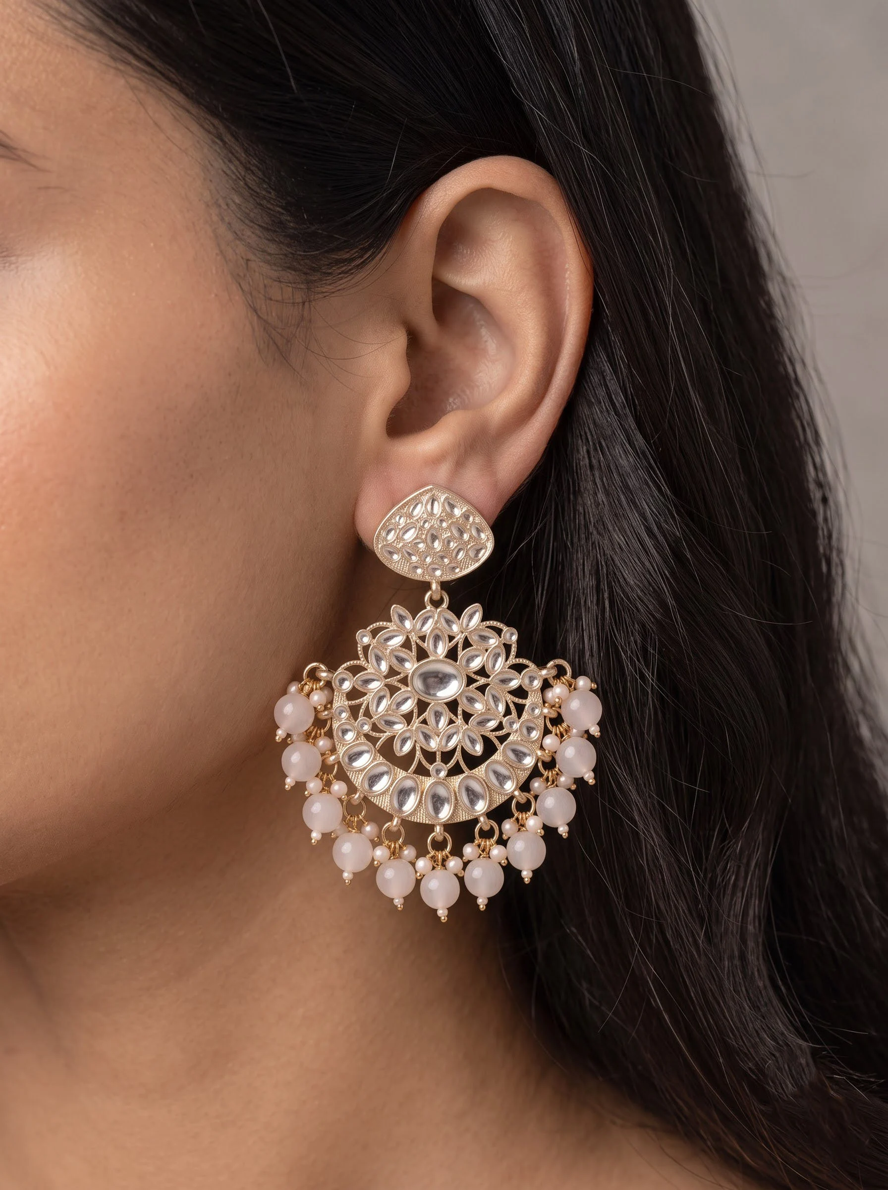 Pearl Chandbali Earrings - Image 4