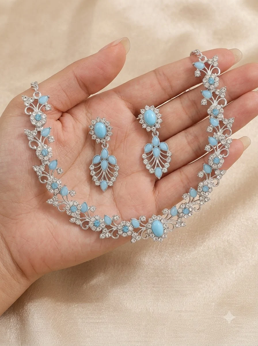 Blue Silver Necklace Set - Image 6