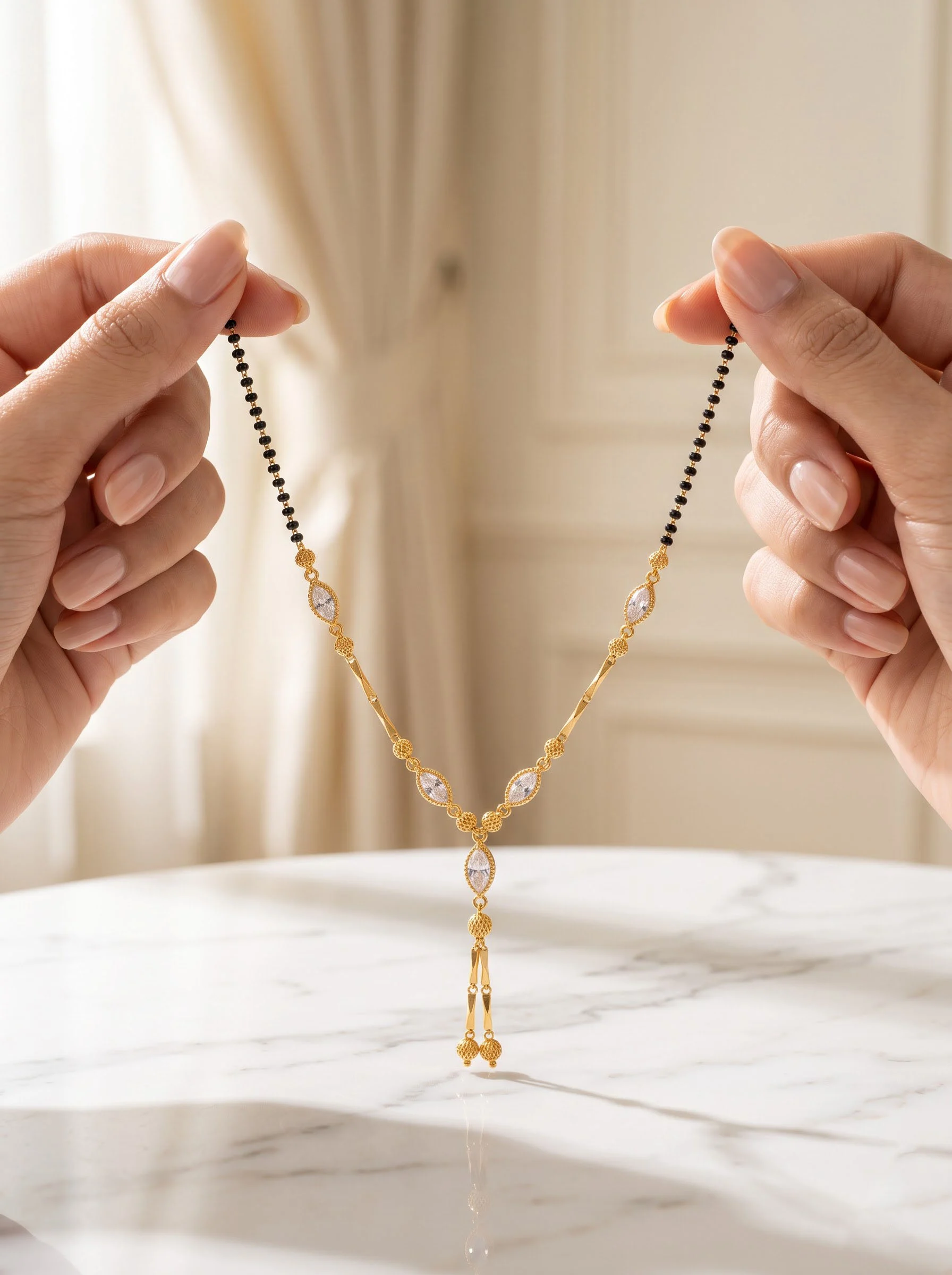 Gold CZ Drop Mangalsutra - Image 5