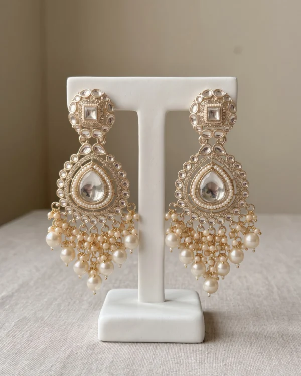 Golden Pearl Kundan Earrings