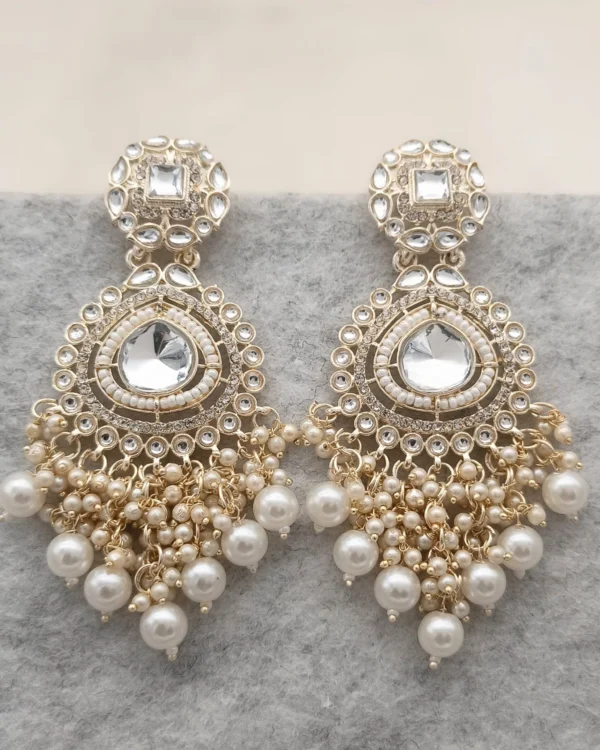Golden Pearl Kundan Earrings