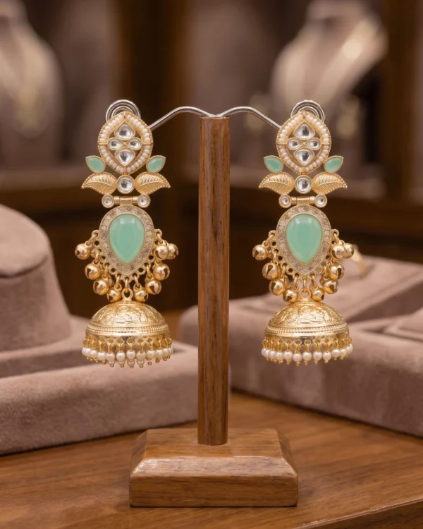 Mint Green Kundan Jhumka