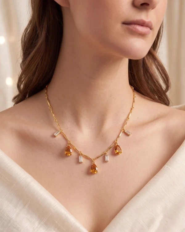 Amber Drop Chain Necklace