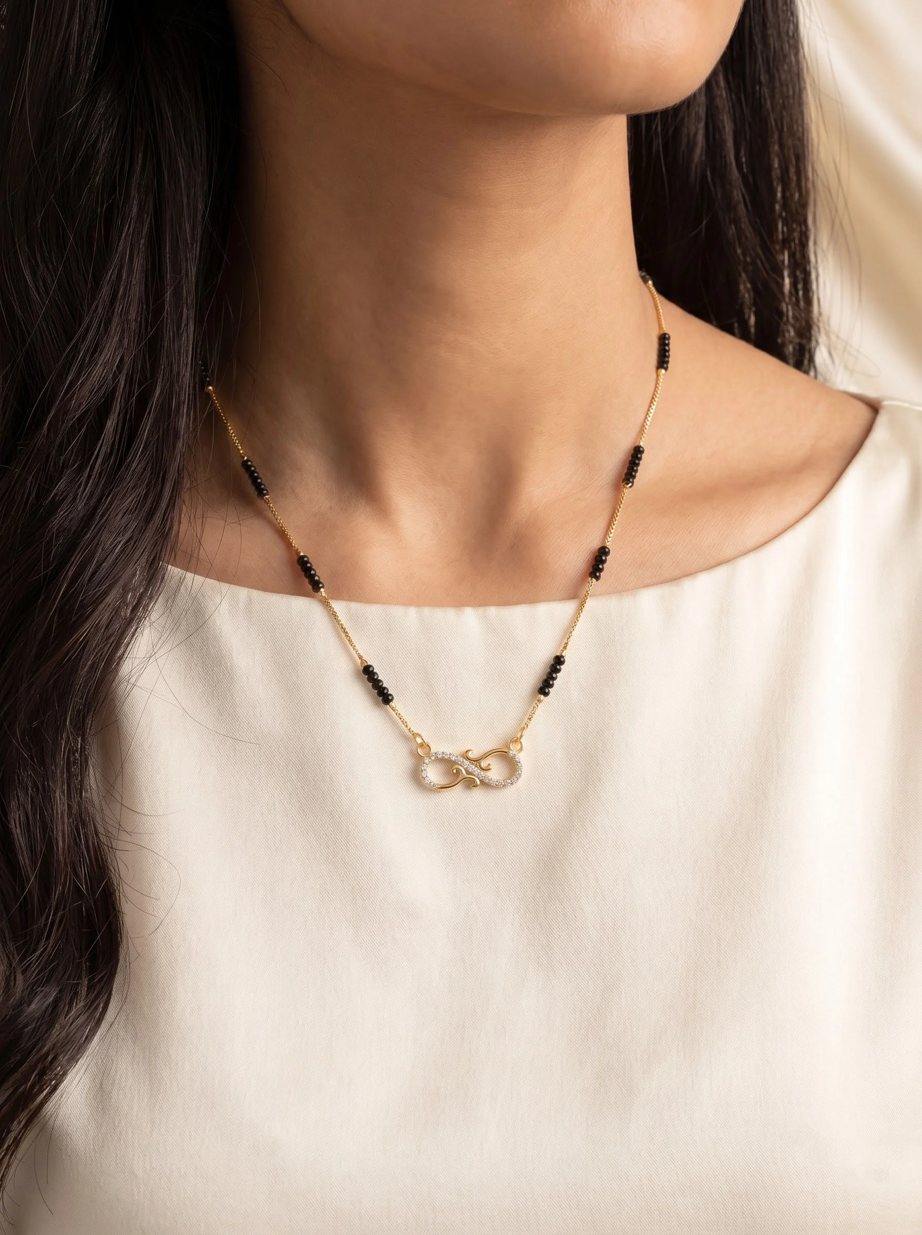 Crystal Infinity Black Bead Necklace - Image 5