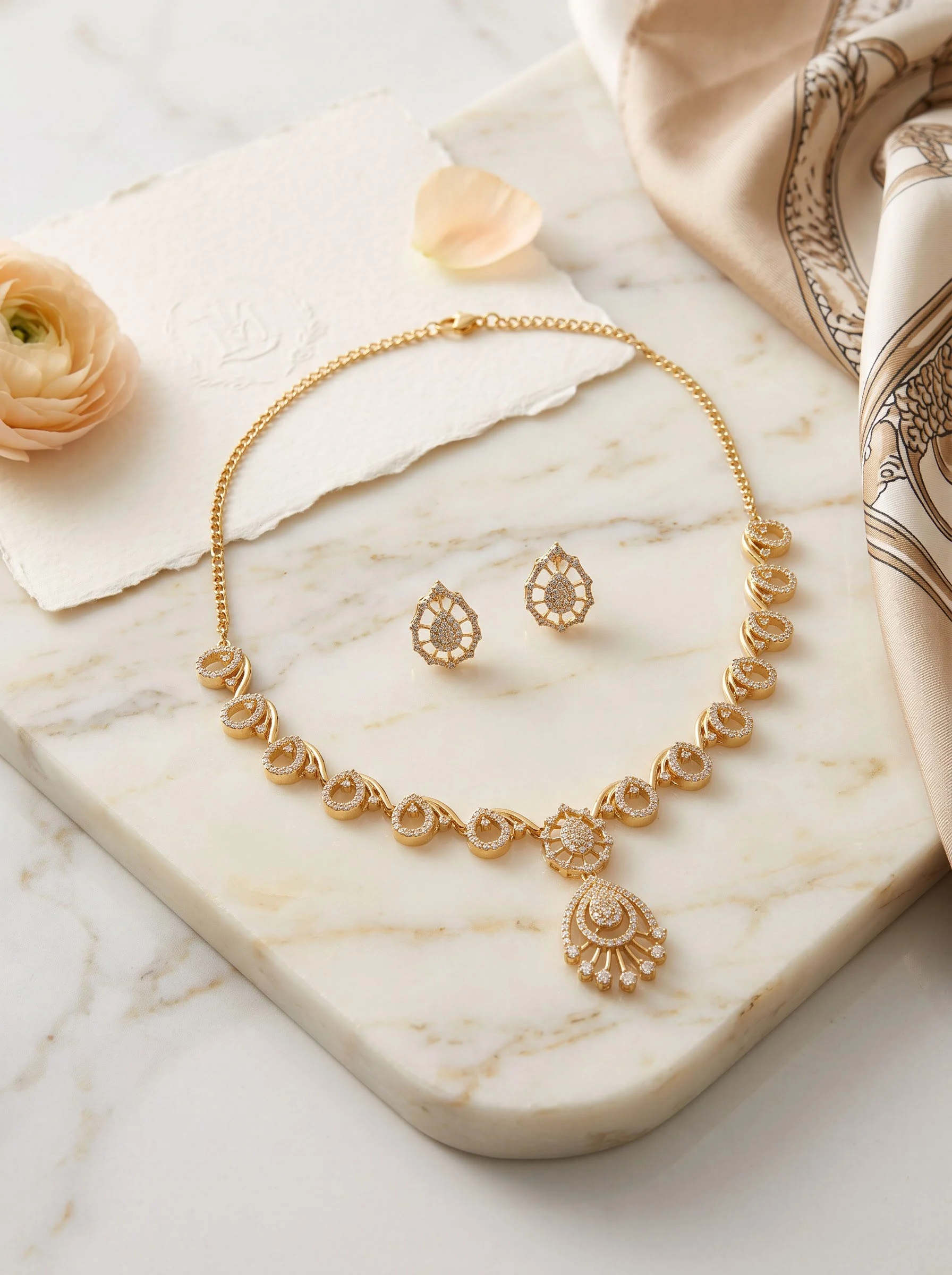 Elegant Gold Teardrop Jewelry Set - Image 3