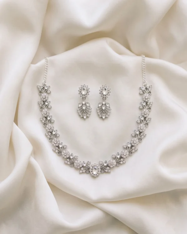 White Stone Antique Silver Necklace