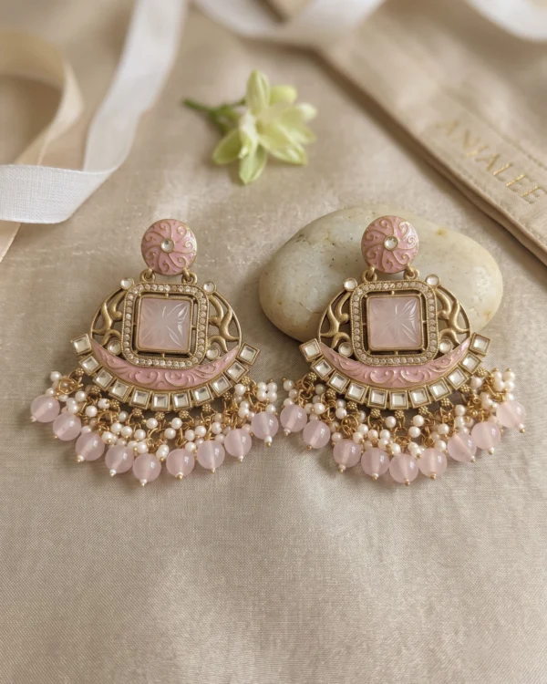 Pink Pearl Fringe Earrings