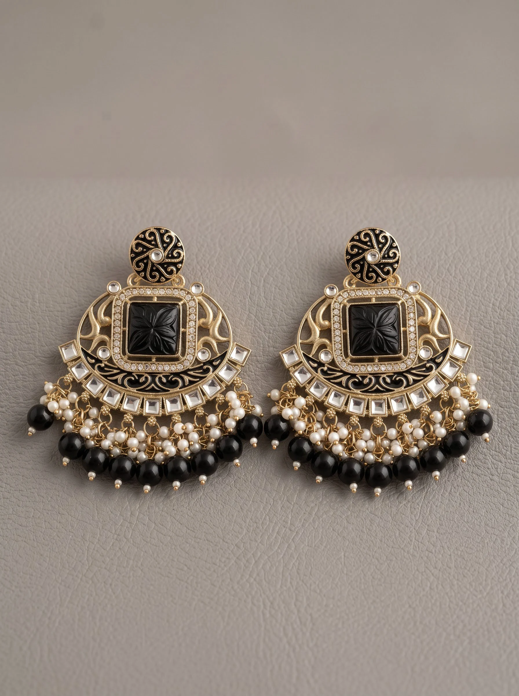 Black Pearl Fringe Earrings - Image 5