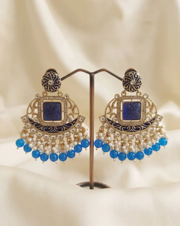 Blue Pearl Fringe Earrings