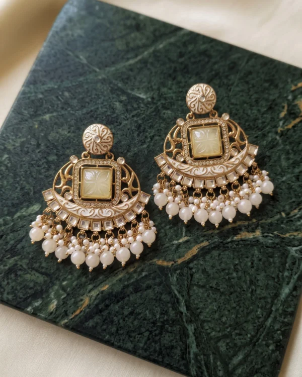 White  Pearl Chandbali Earrings