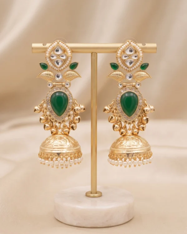 Royal Green Kundan Jhumka