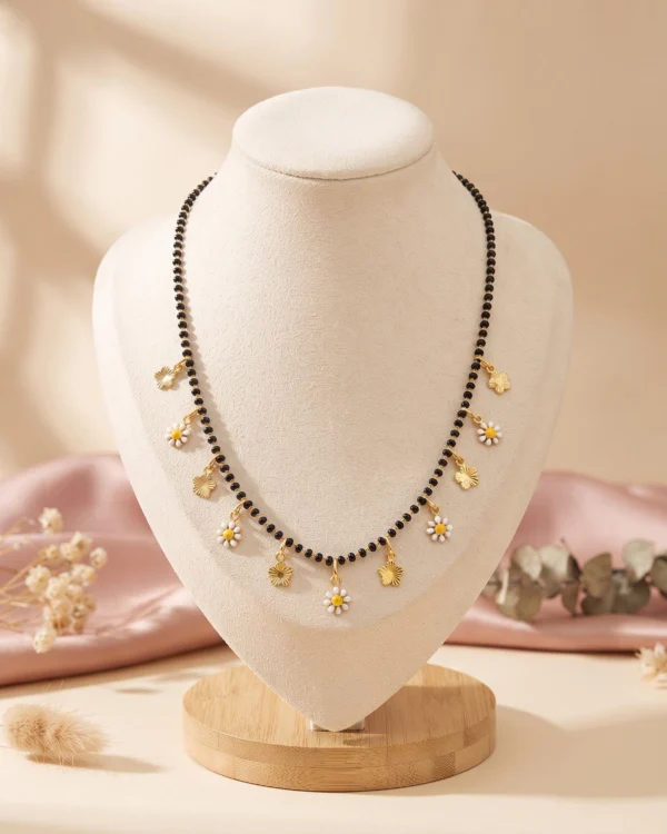 Gold Daisy Charm Mangalsutra